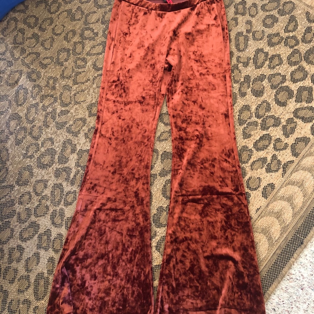 velvet bell bottoms with elastic waist